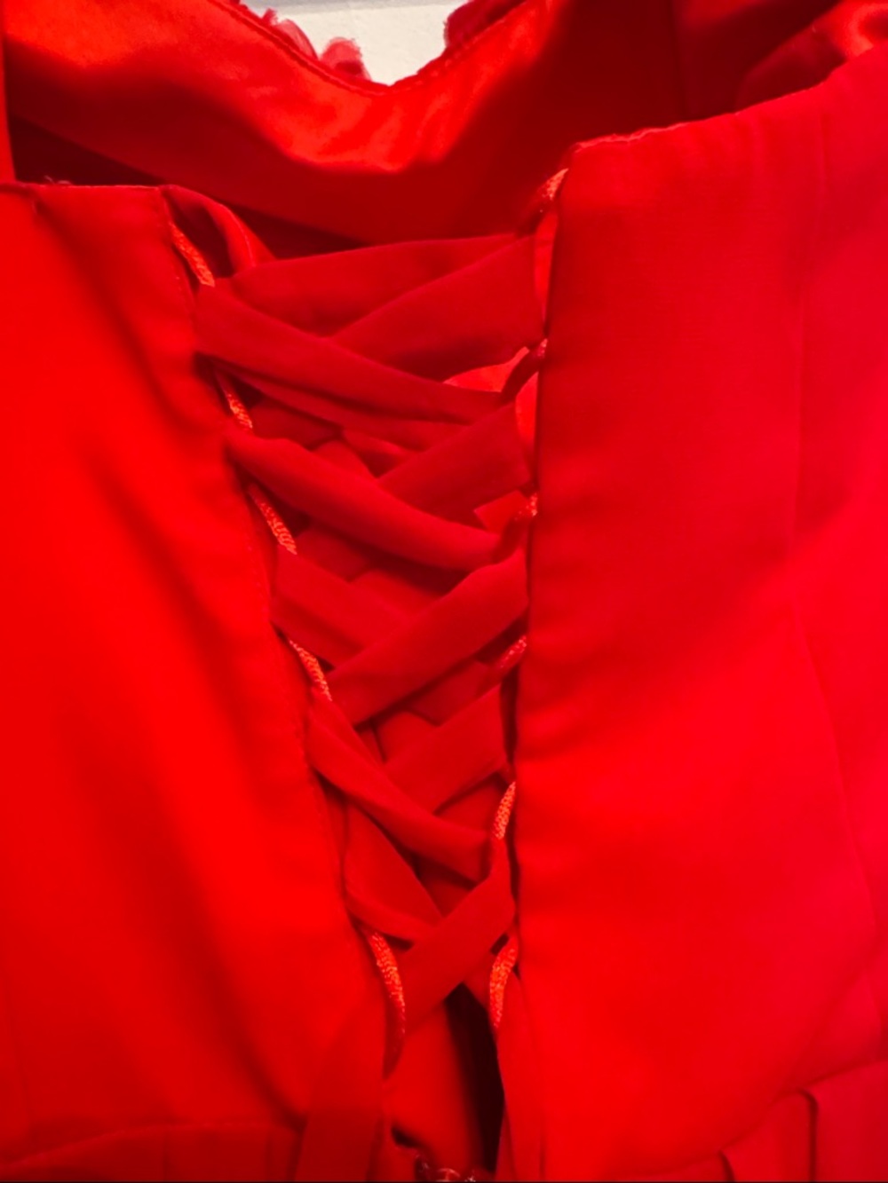 Red One-Shoulder Ruffled Evening Dress - Picture 6 of 8